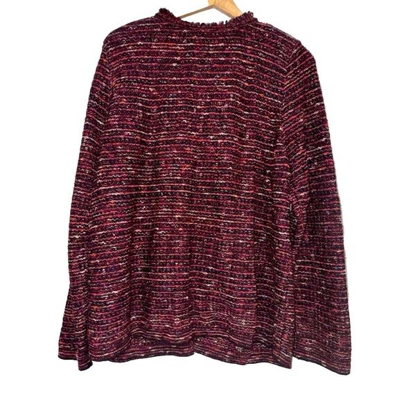 J. Jill Large Colorful Hook & Eye Cardigan Jacket Faux Pockets Shoulder Pads - Picture 4 of 5